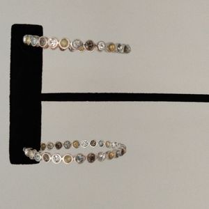 Silver Labradorite Gemstone Hoop Earrings